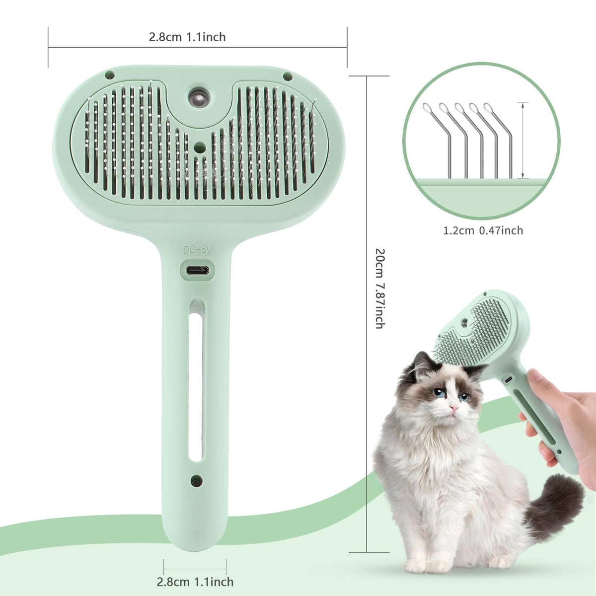 Self-Cleaning Pet Grooming Brush with Water Spray
