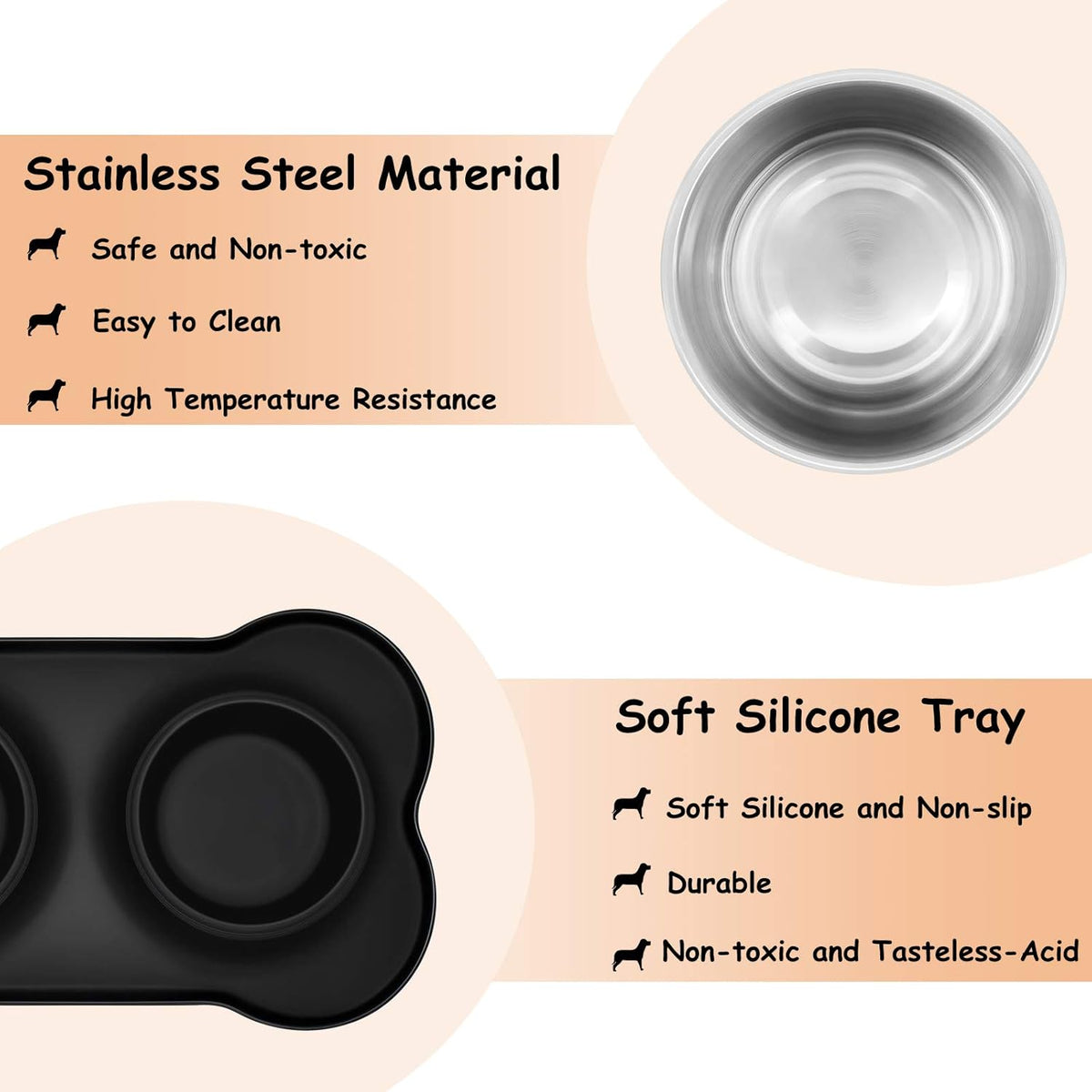 YOKA Double Stainless-Steel Pet Bowls with Mat