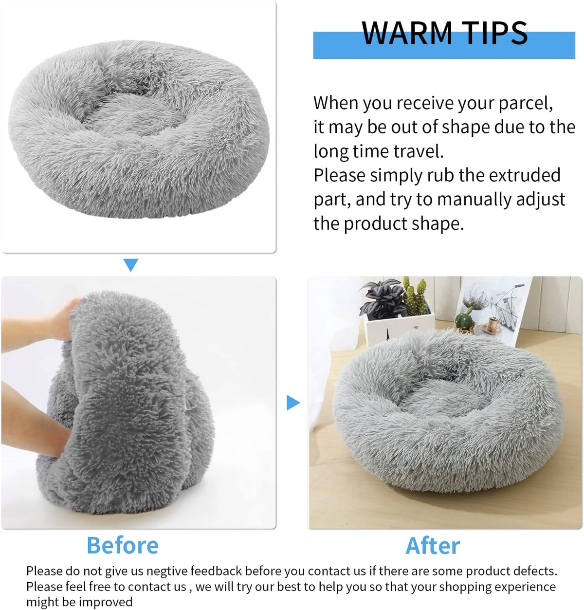 UUEMB Plush Donut Bed for Dogs and Cats