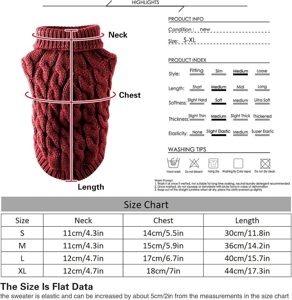 Knitted Turtleneck Jumper for Dogs and Cats