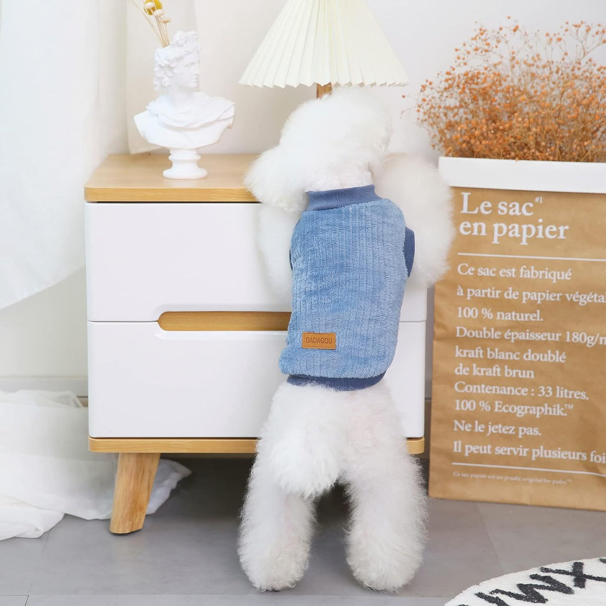 SMALLLEE_LUCKY_STORE Ribbed Fleece Pet Jumper