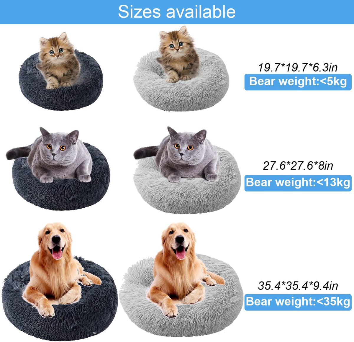 UUEMB Plush Donut Bed for Dogs and Cats