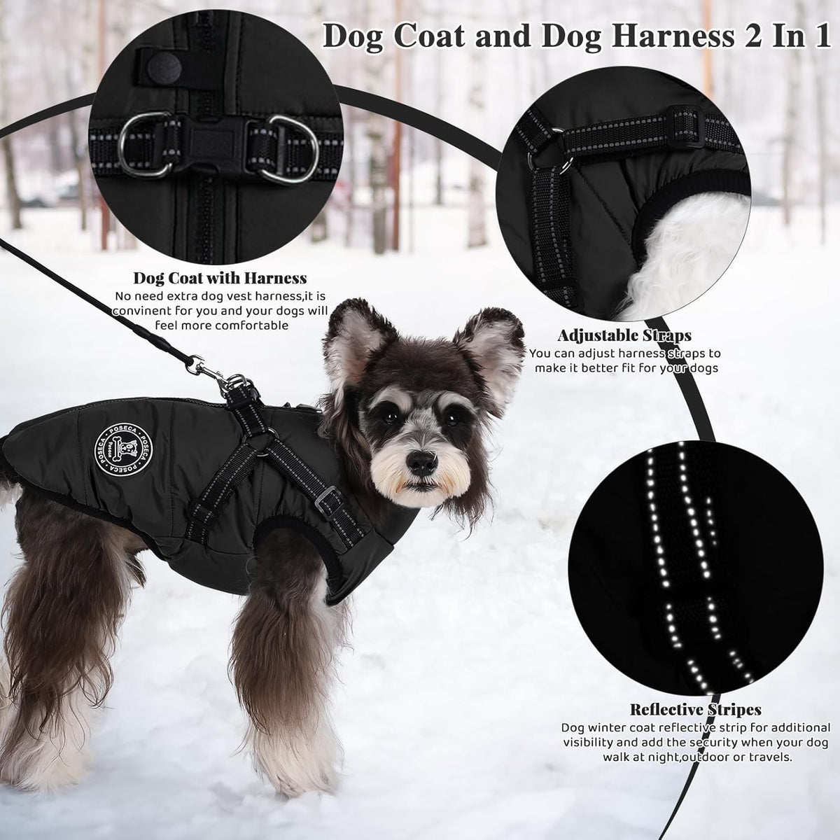 Poseca Dog Coat with Harness Attachment