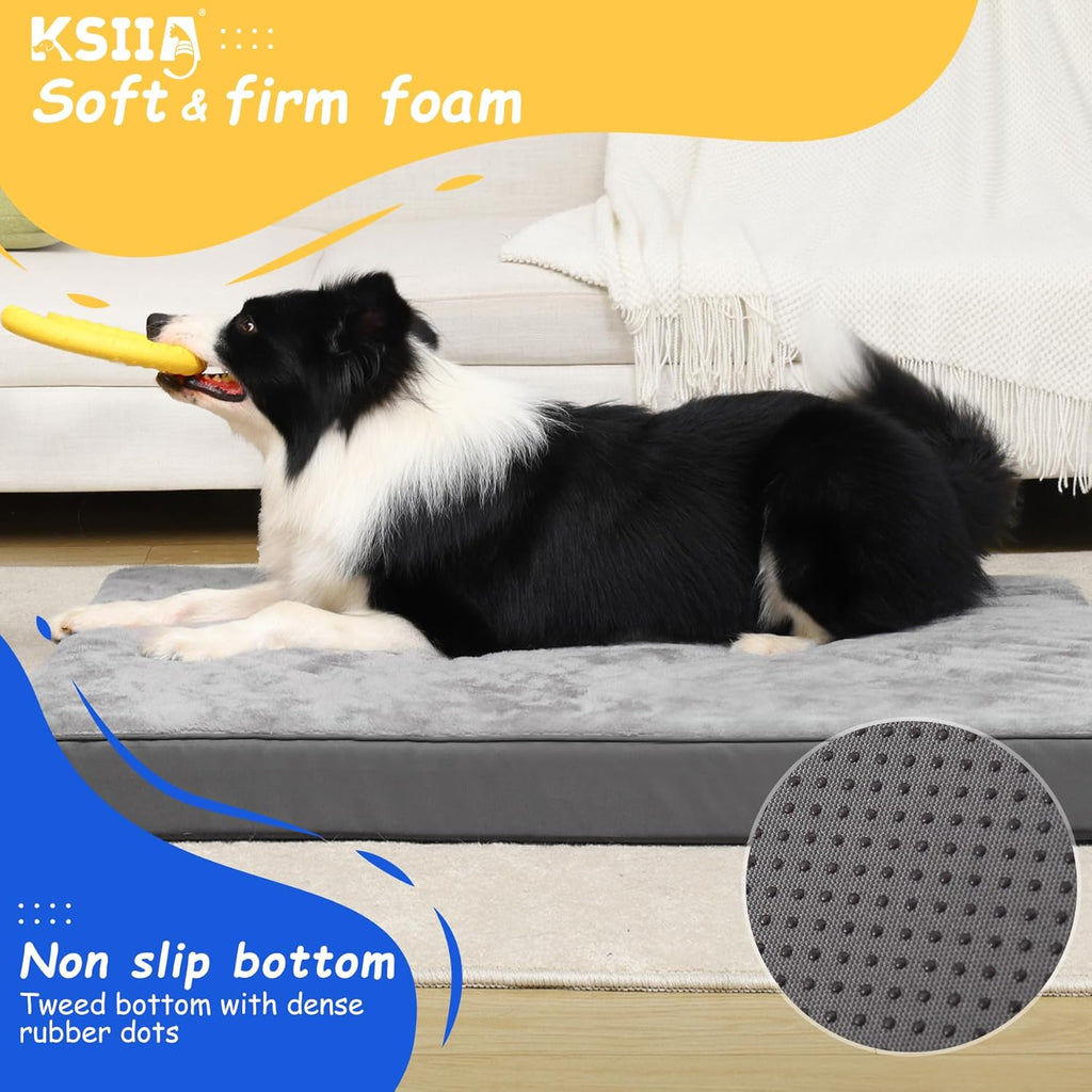 KSIIA Foam Dog Crate Bed with Removable Cover