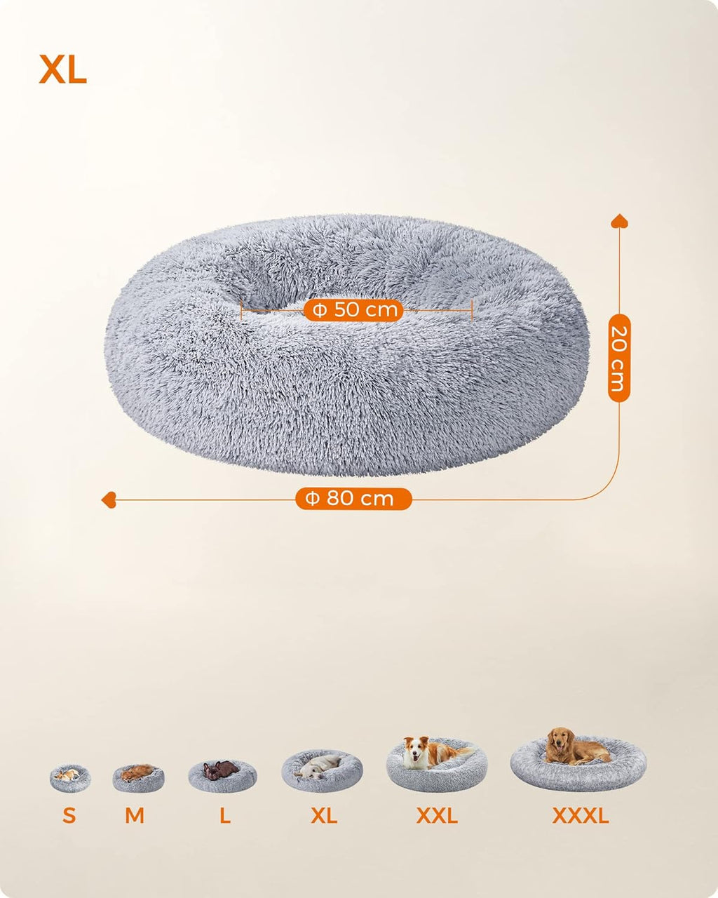 Feandrea Plush Donut Pet Bed