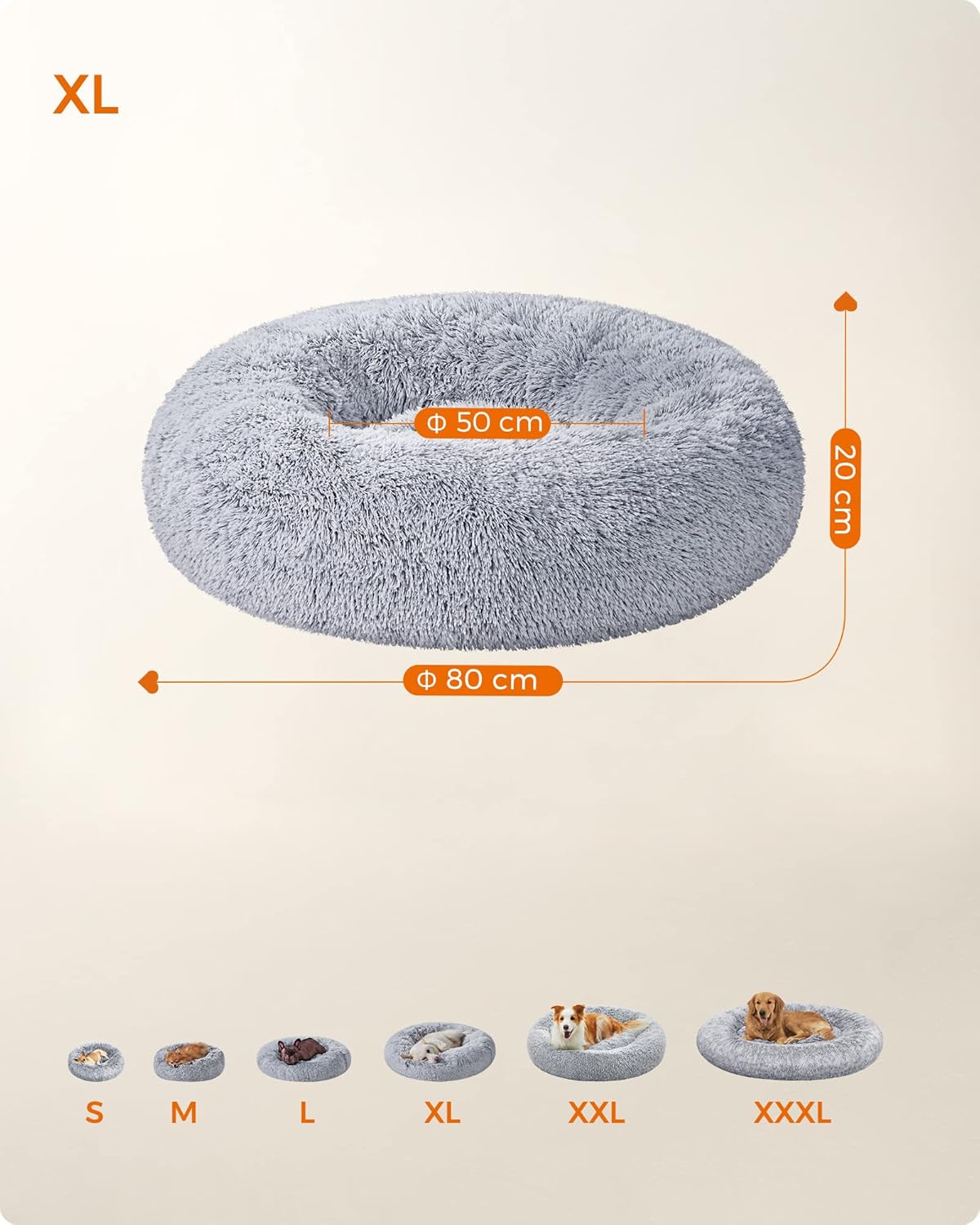 Feandrea Plush Donut Pet Bed with Centre Cushion