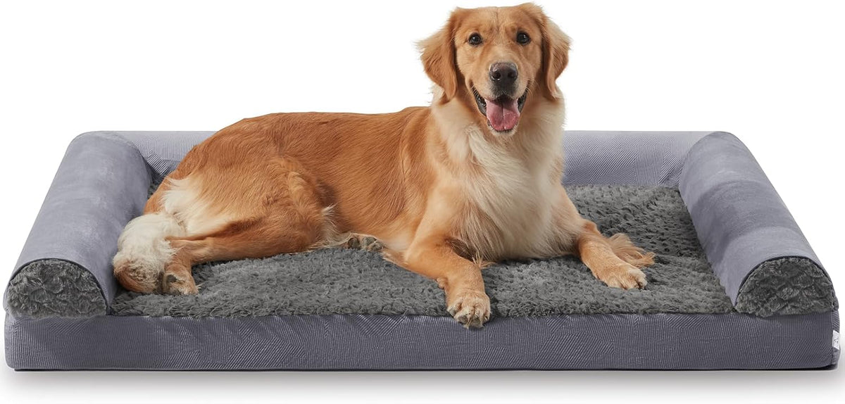 FURTIME Foam Dog Sofa Bed with U-Shaped Bolster