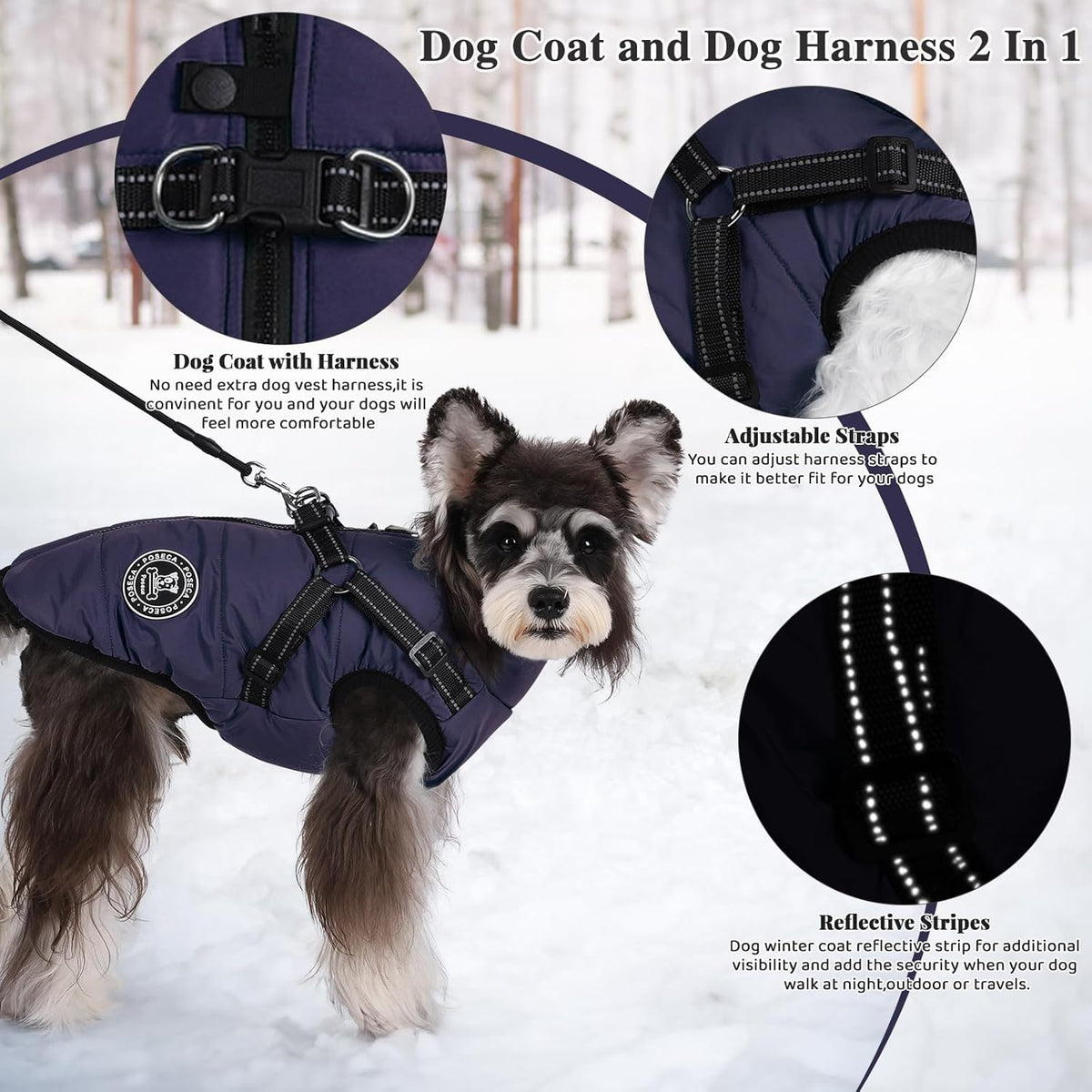 Poseca Dog Coat with Harness Attachment