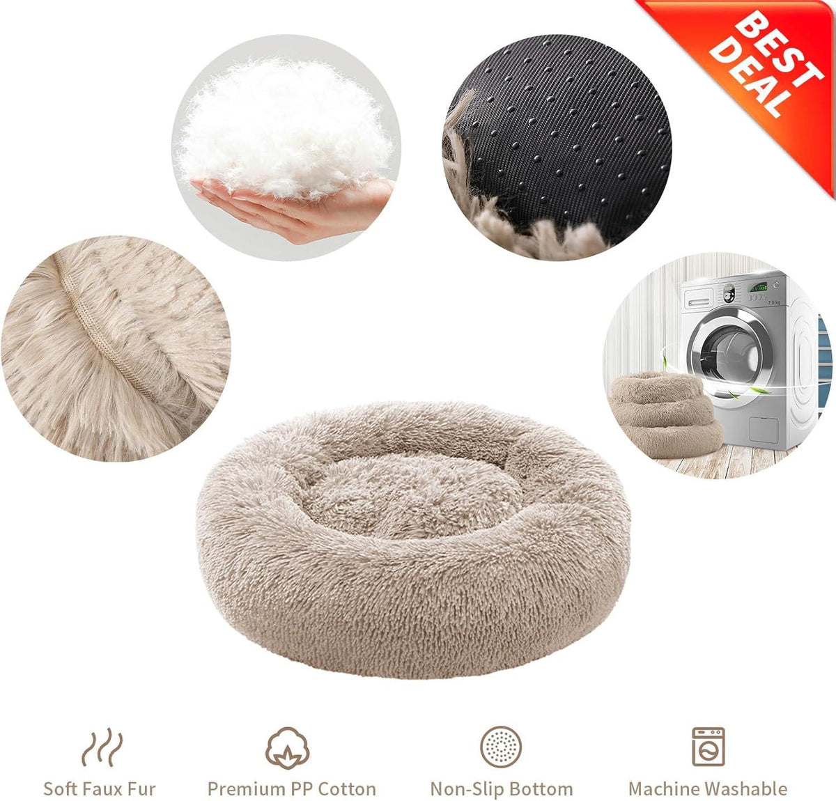 YOJOGEE Faux-Fur Donut Pet Bed