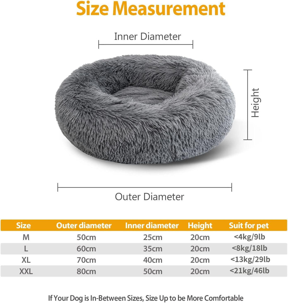 Enjamoy Round Plush Donut Pet Bed