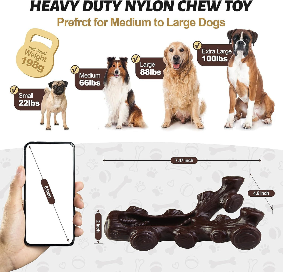 GASAPET Nylon Dog Chew Toys, Pack of 2