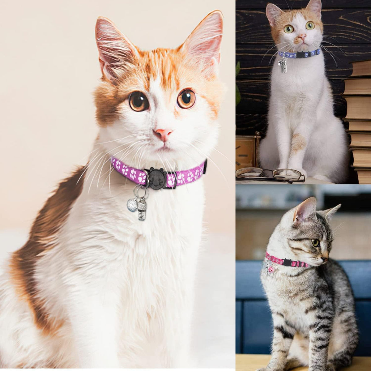 Reflective Cat Collars with Bells, Pack of 12