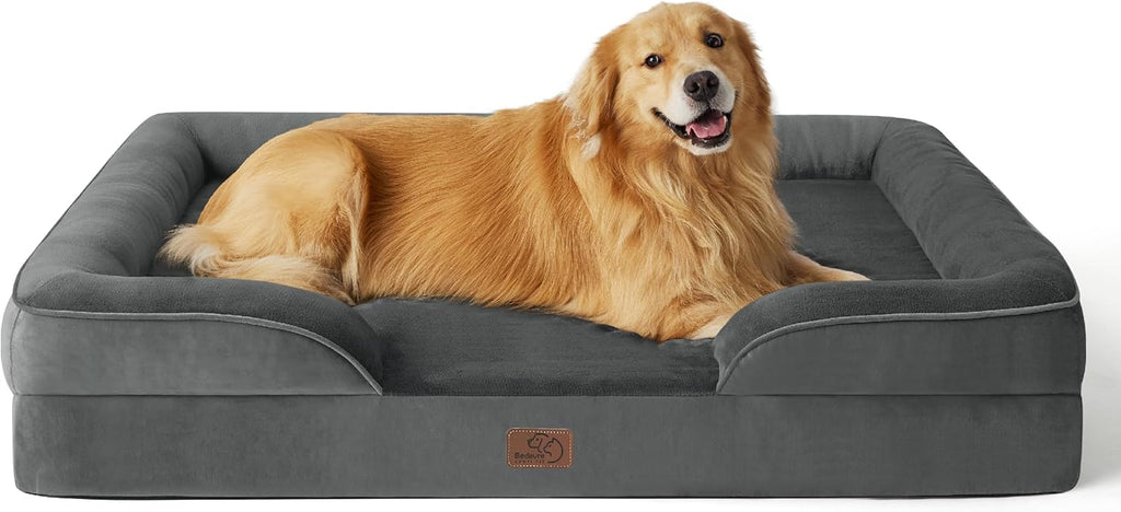 Bedsure Foam Dog Sofa Bed with Bolster Sides