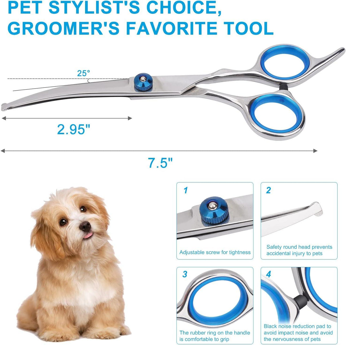 Bubuxy Curved Pet Grooming Scissors