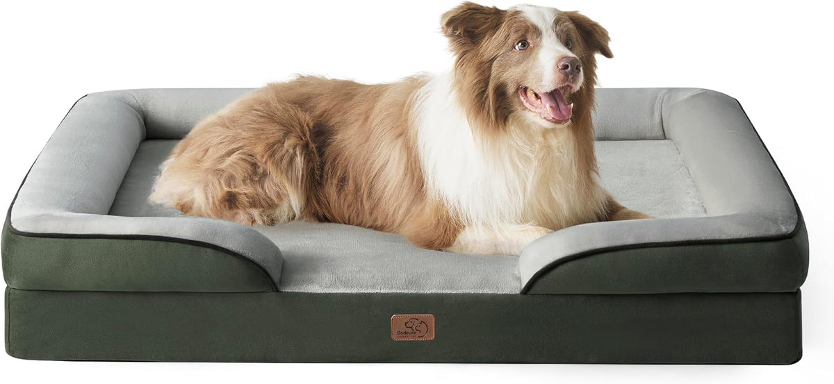 Bedsure Foam Dog Sofa Bed with Bolster Sides
