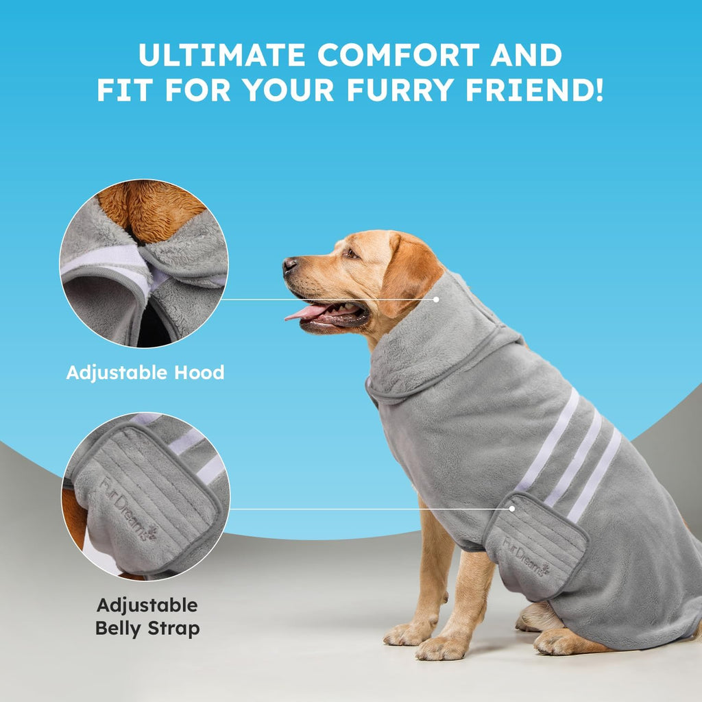 FurDreams Coral-Fleece Dog Bathrobe