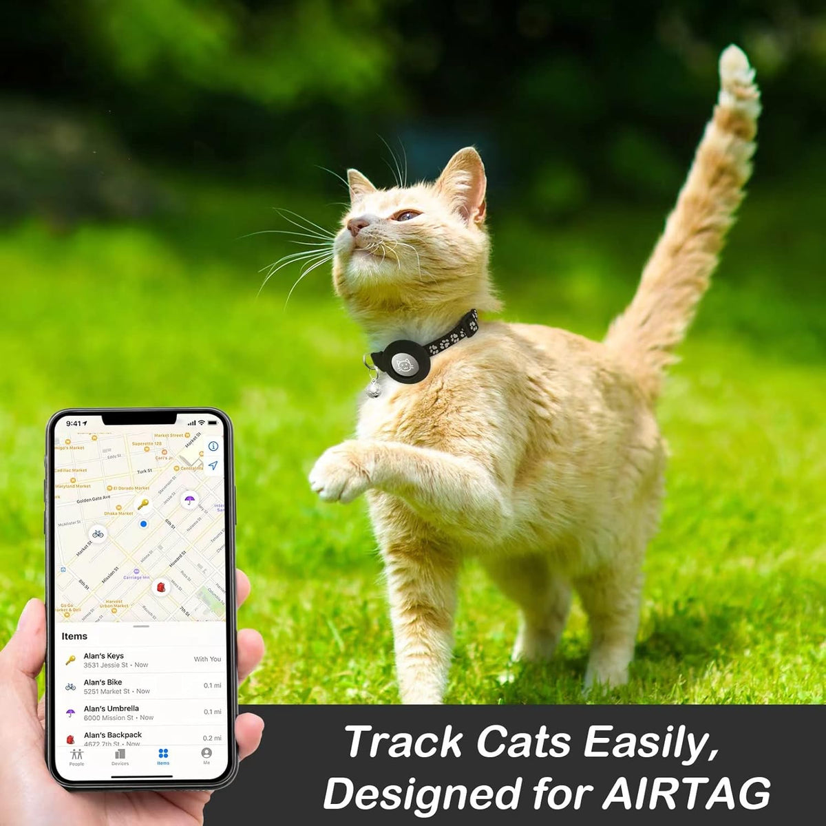 Breakaway Cat Collars with AirTag Holders, Pack of 2