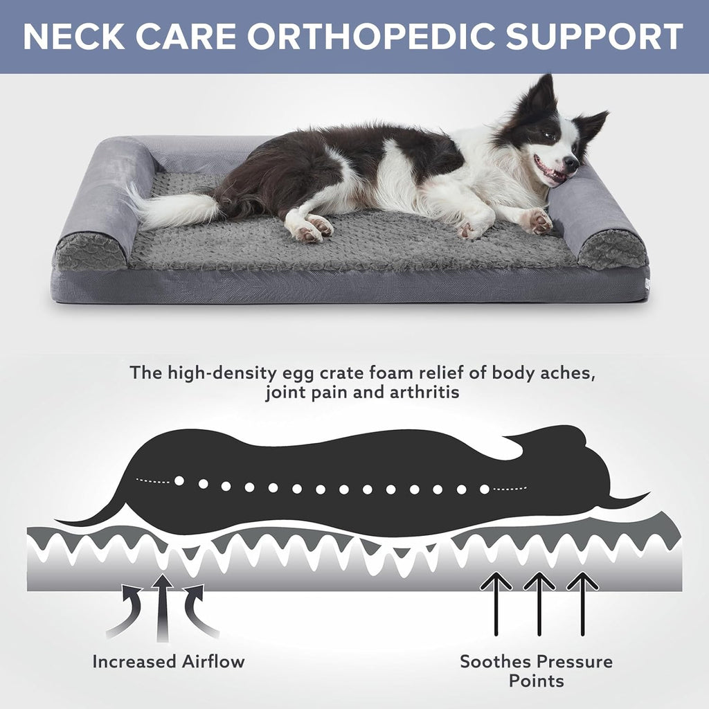 FURTIME Foam Dog Sofa Bed with U-Shaped Bolster