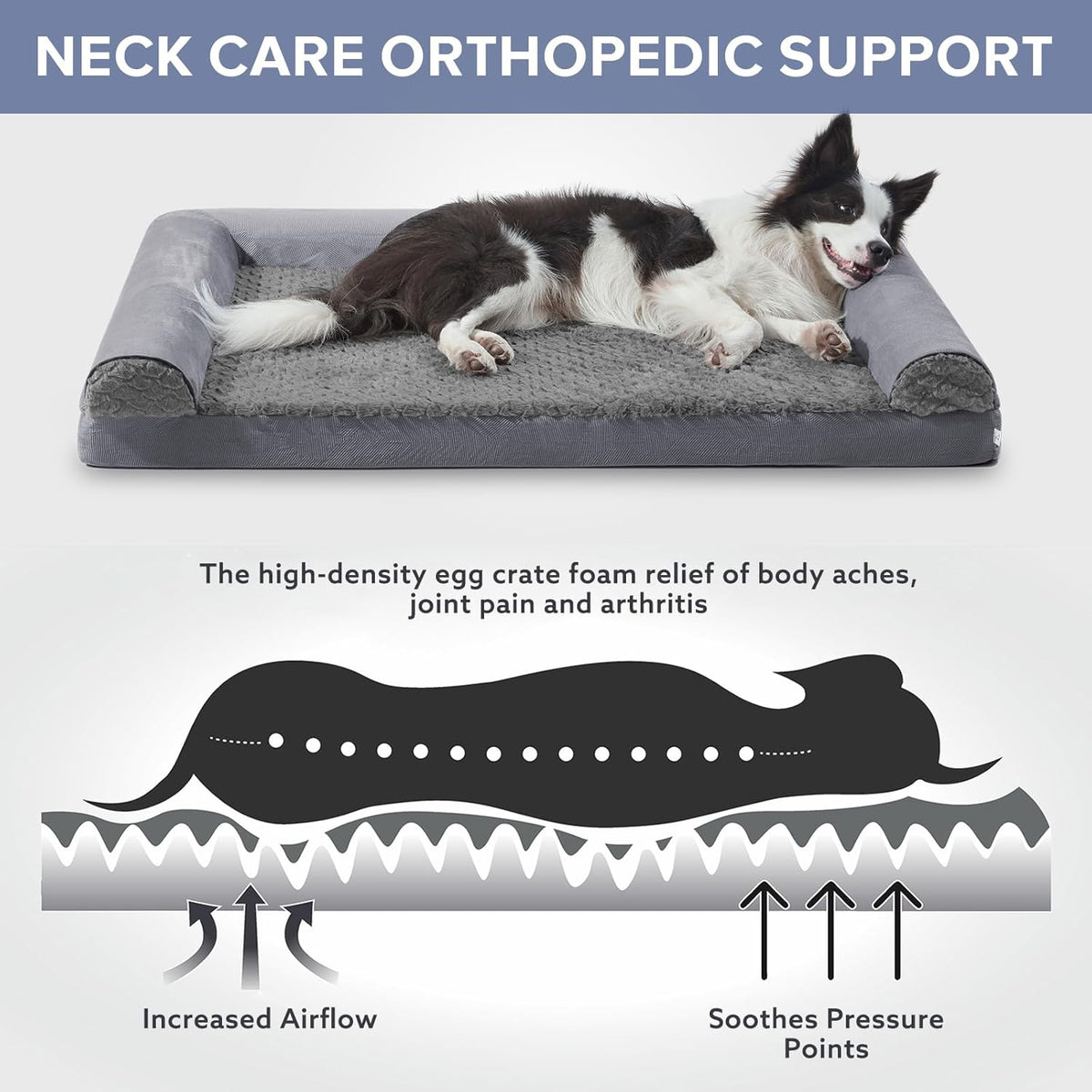 FURTIME Foam Dog Sofa Bed with U-Shaped Bolster