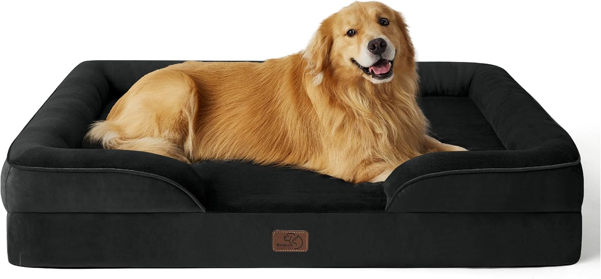 Bedsure Foam Dog Sofa Bed with Bolster Sides