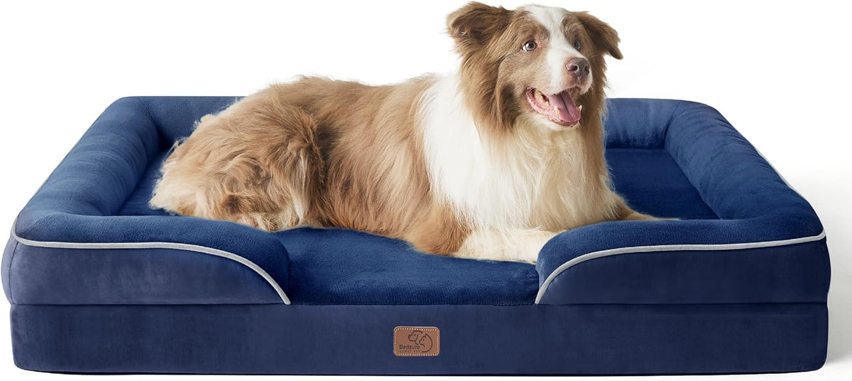 Bedsure Foam Dog Sofa Bed with Bolster Sides