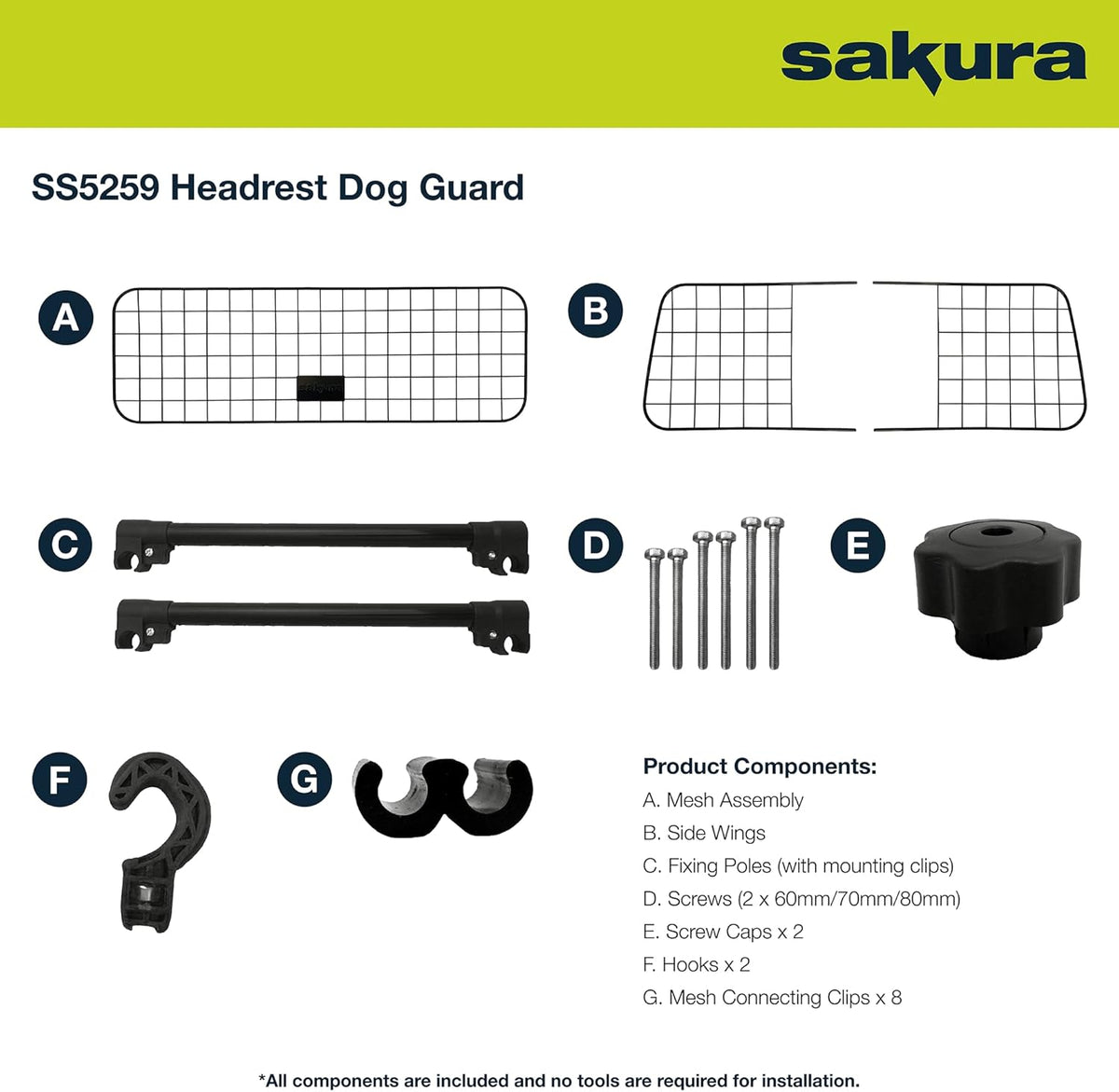 Sakura SS5259 Adjustable Headrest Dog Guard