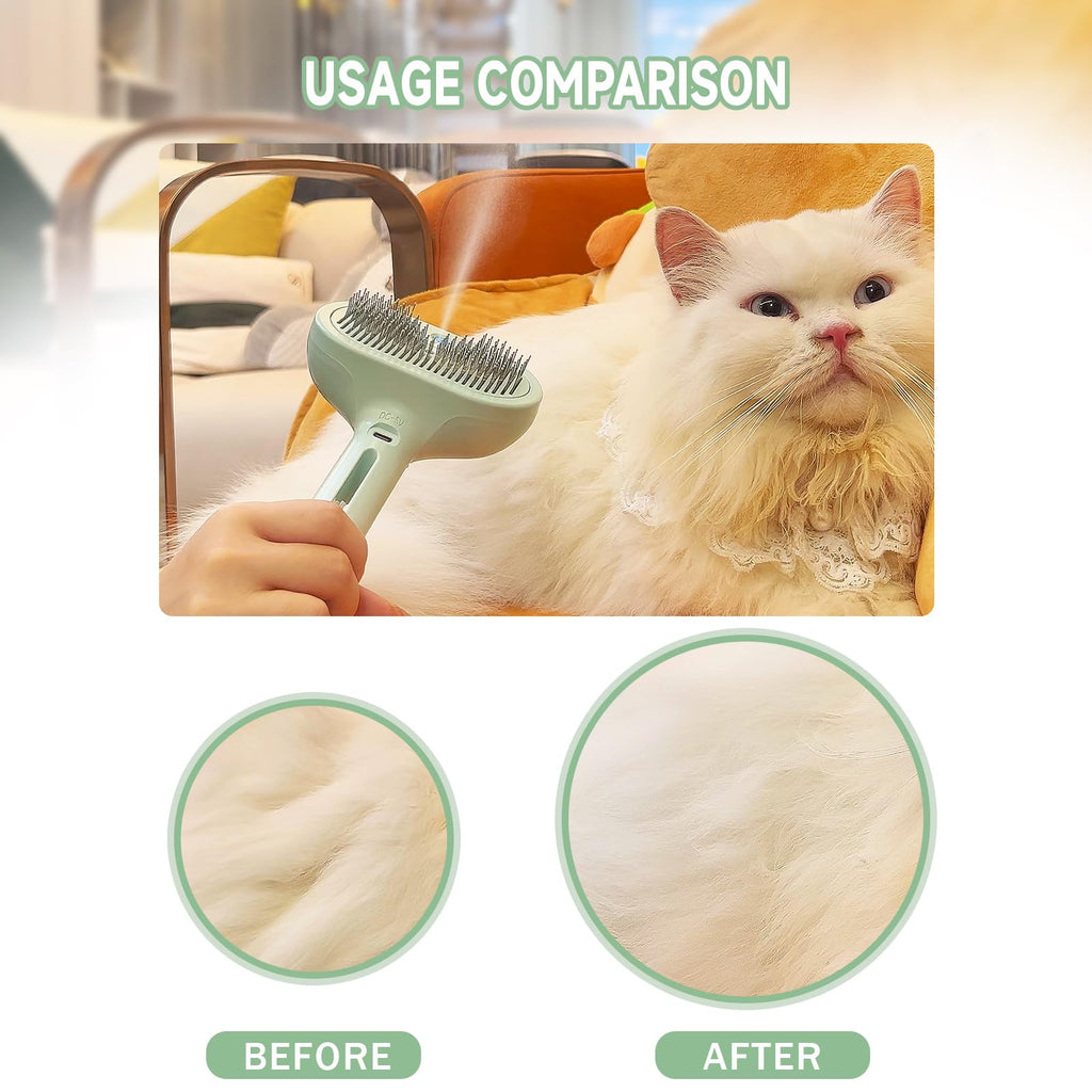 Self-Cleaning Pet Grooming Brush with Water Spray