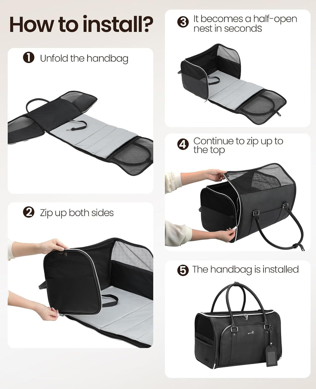 pecute PU Pet Carrier Bag