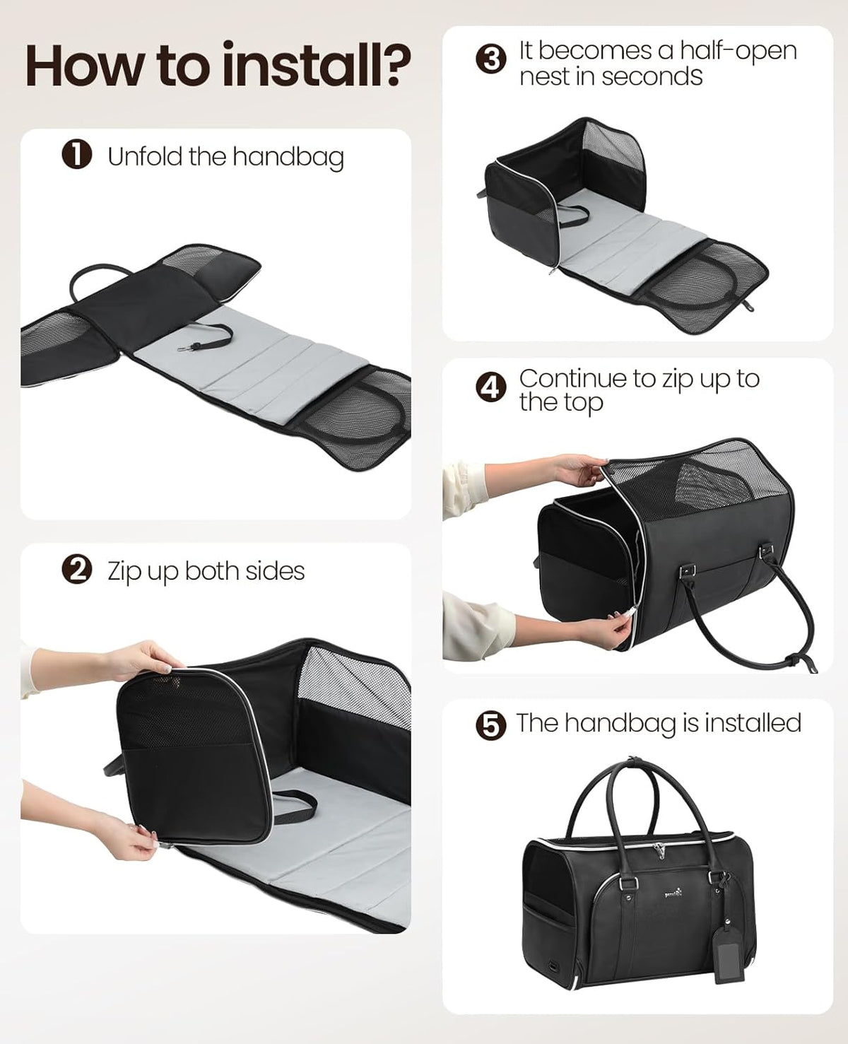 pecute PU Pet Carrier Bag