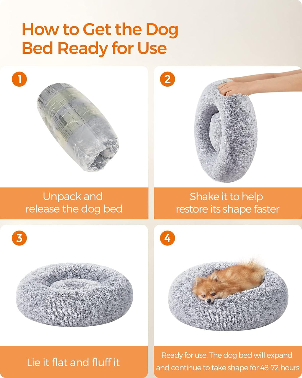 Feandrea Plush Donut Pet Bed