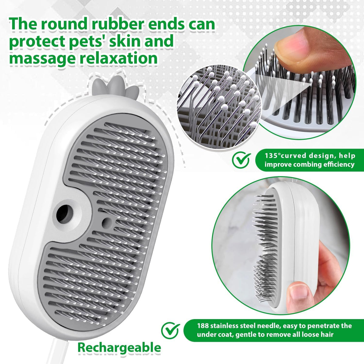 POIIOPY Self-Cleaning Pet Brush with Water Spray