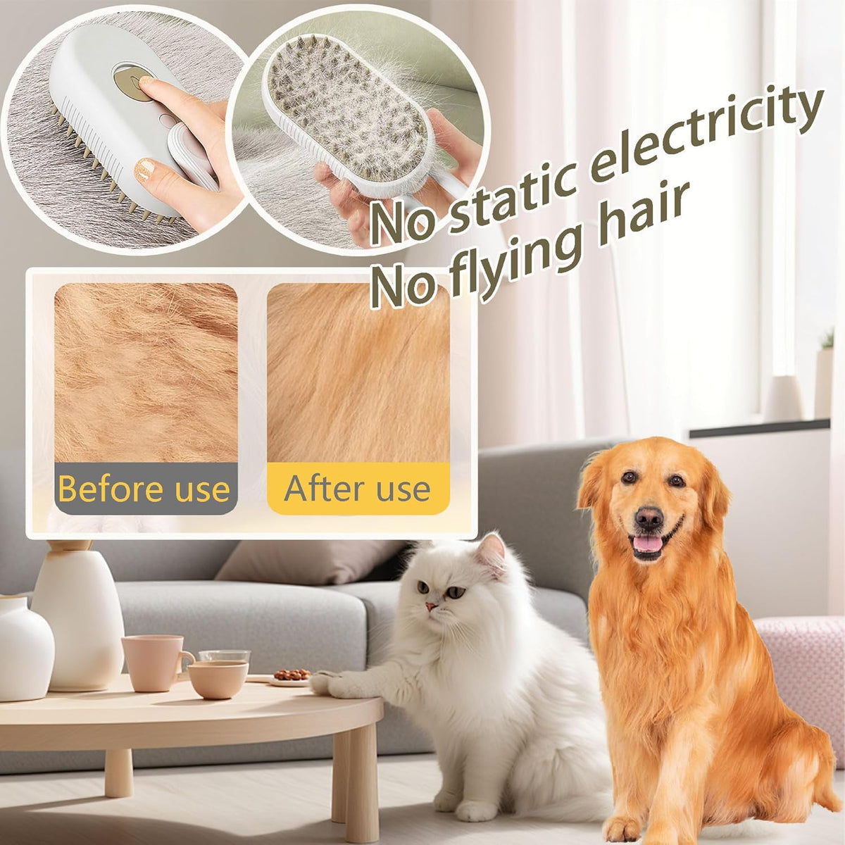 Cuskedye Self-Cleaning Pet Brush with Water Spray