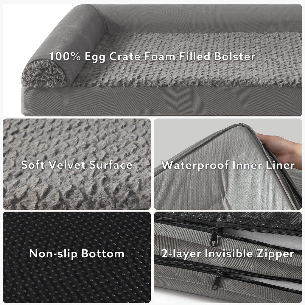 FURTIME Foam Dog Sofa Bed with U-Shaped Bolster