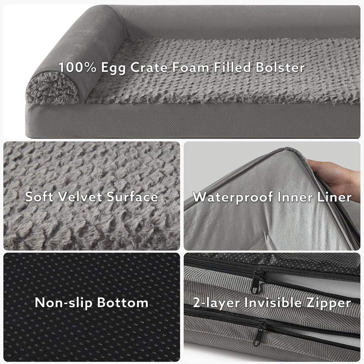 FURTIME Foam Dog Sofa Bed with U-Shaped Bolster