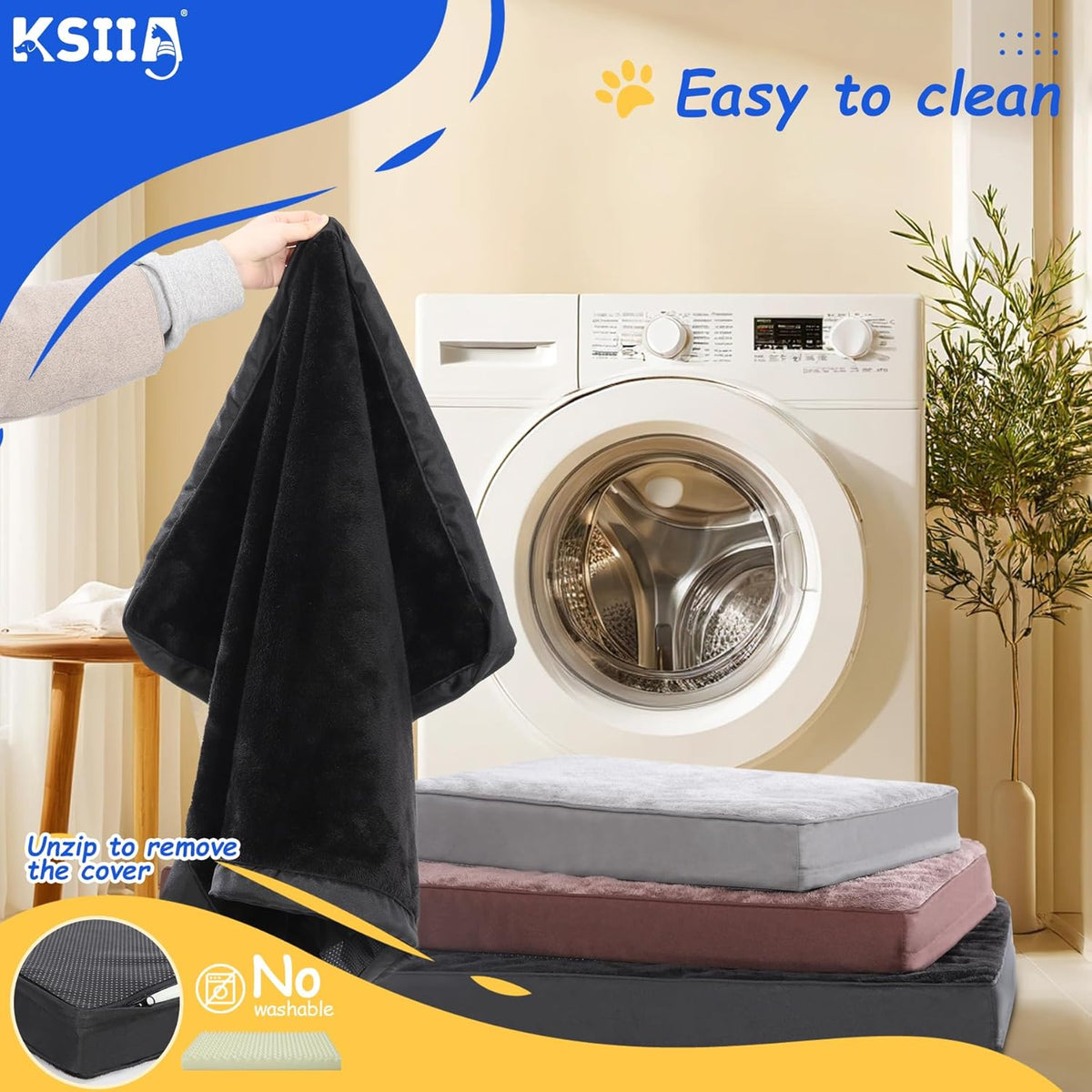 KSIIA Foam Dog Crate Bed with Removable Cover