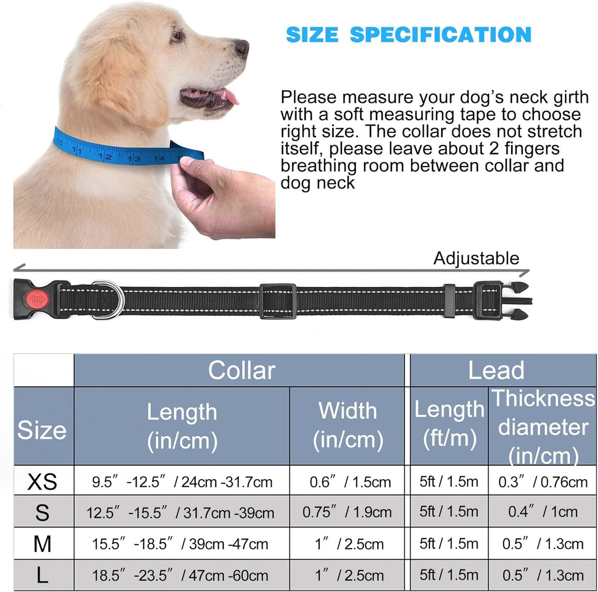 haapaw Reflective Dog Collar with Neoprene Padding