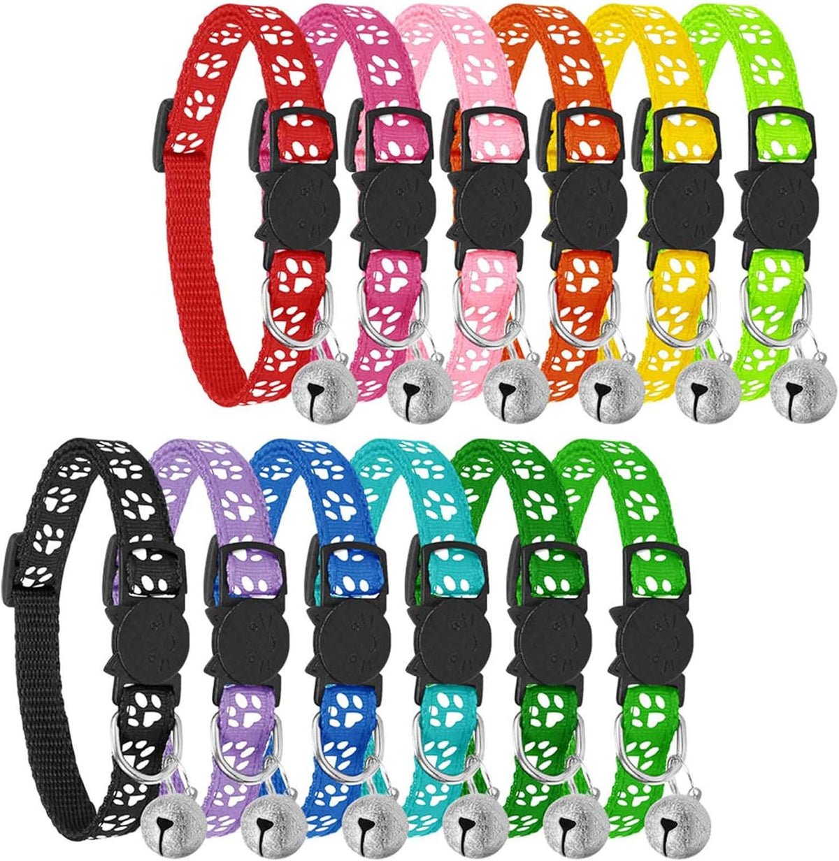 Reflective Cat Collars with Bells, Pack of 12