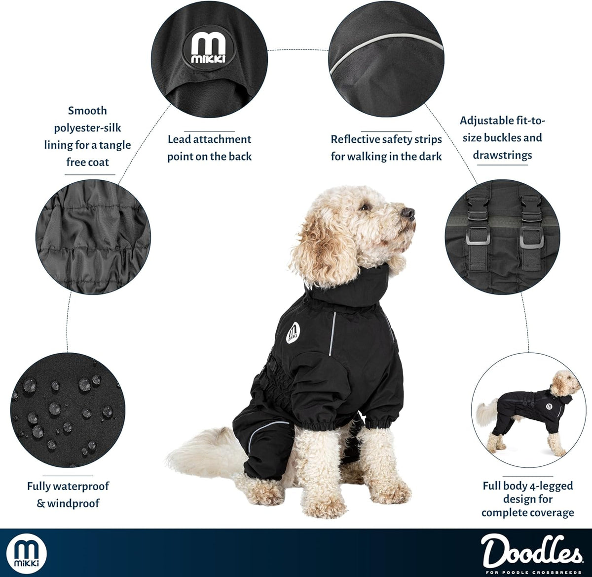 Mikki Doodles Four-Legged Dog Raincoat