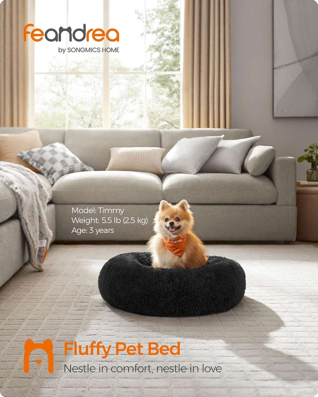 Feandrea Plush Donut Pet Bed