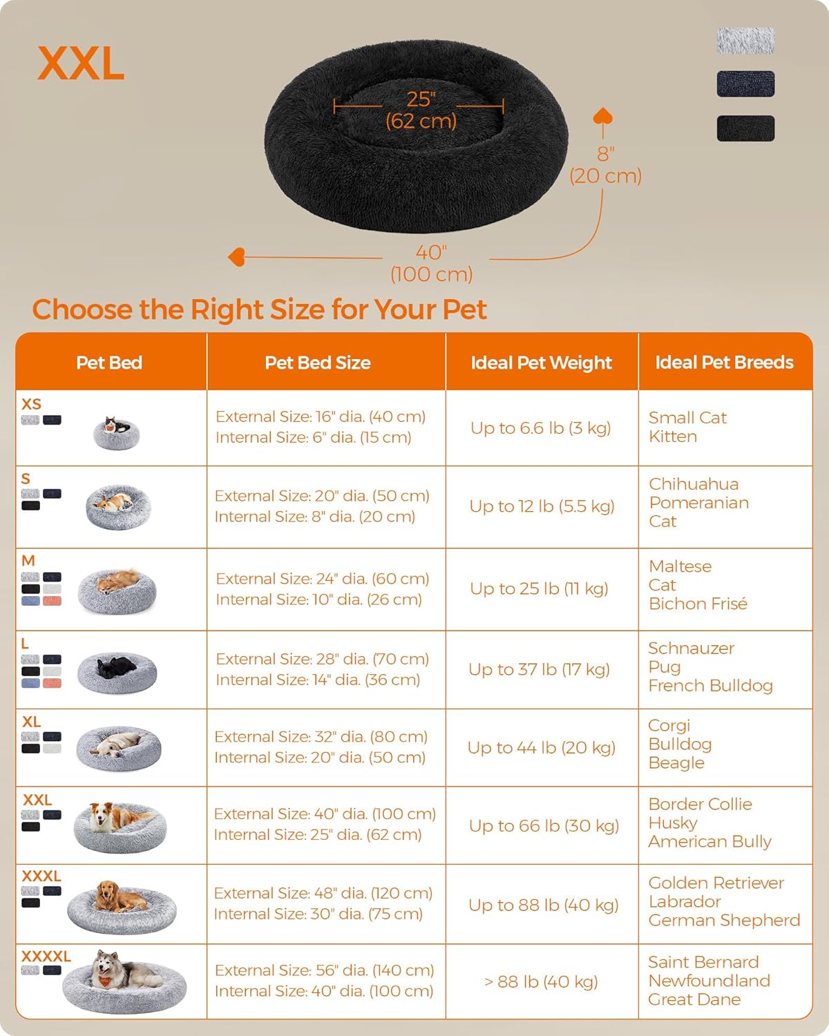Feandrea Plush Donut Pet Bed