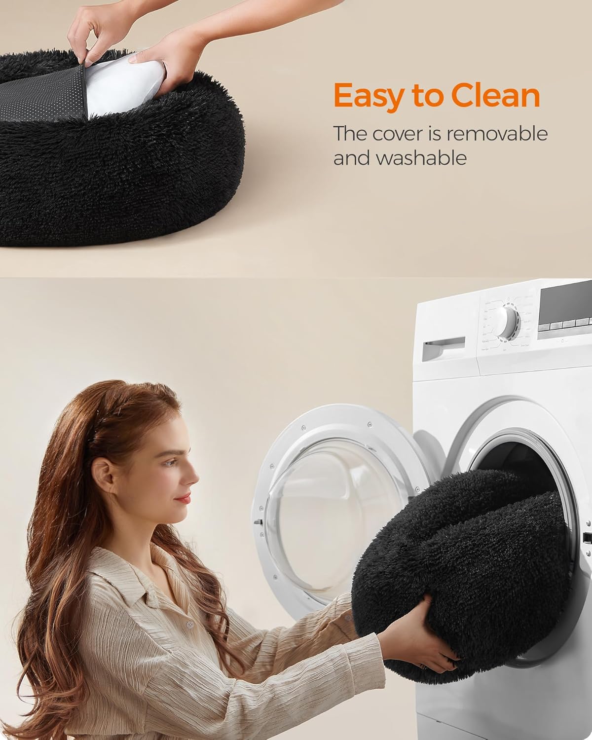 Feandrea Plush Donut Pet Bed