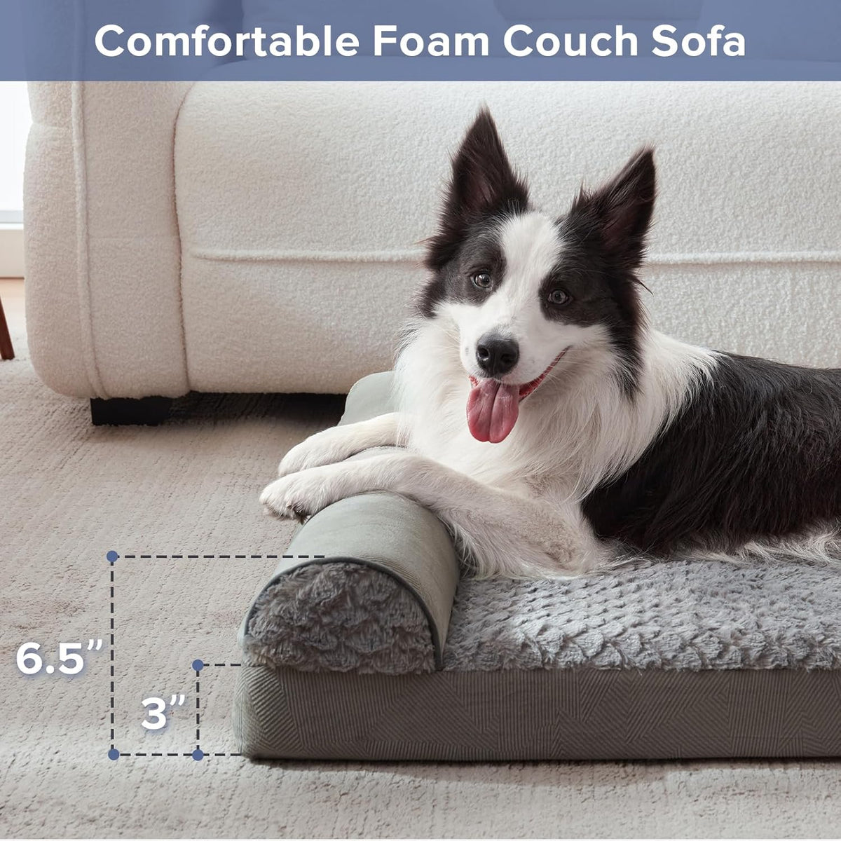 FURTIME Foam Dog Sofa Bed with U-Shaped Bolster