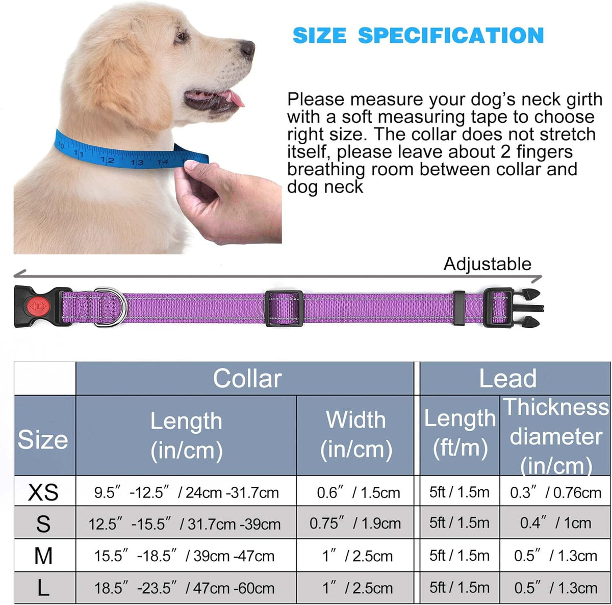 haapaw Reflective Dog Collar with Neoprene Padding