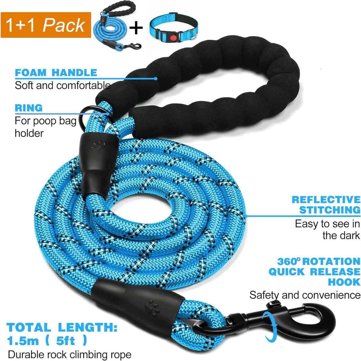 haapaw Reflective Dog Collar with Neoprene Padding