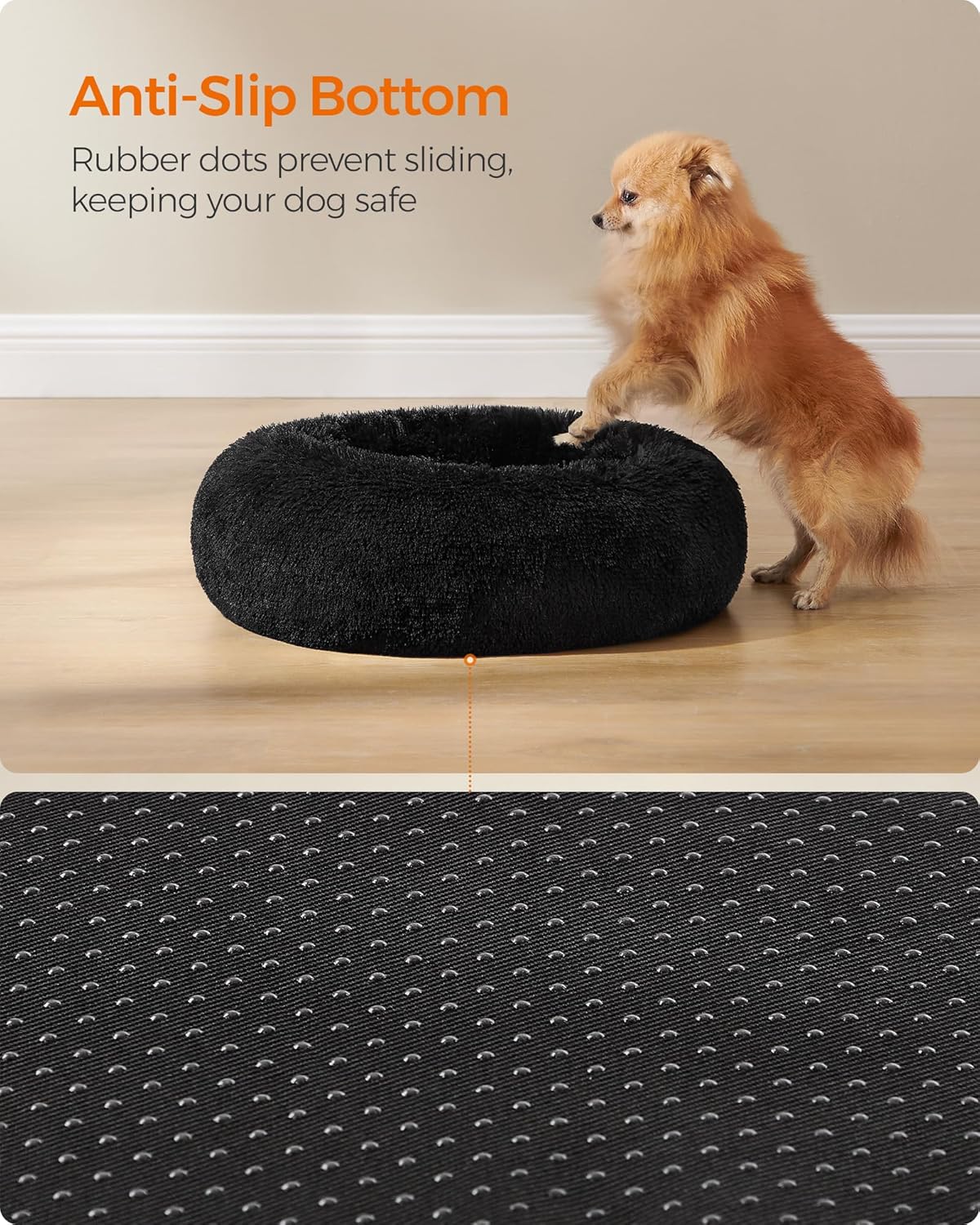 Feandrea Plush Donut Pet Bed with Centre Cushion