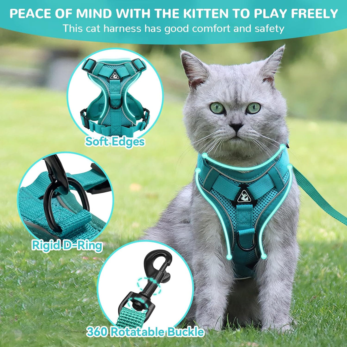 Adjustable Mesh Cat Harness and Lead Set