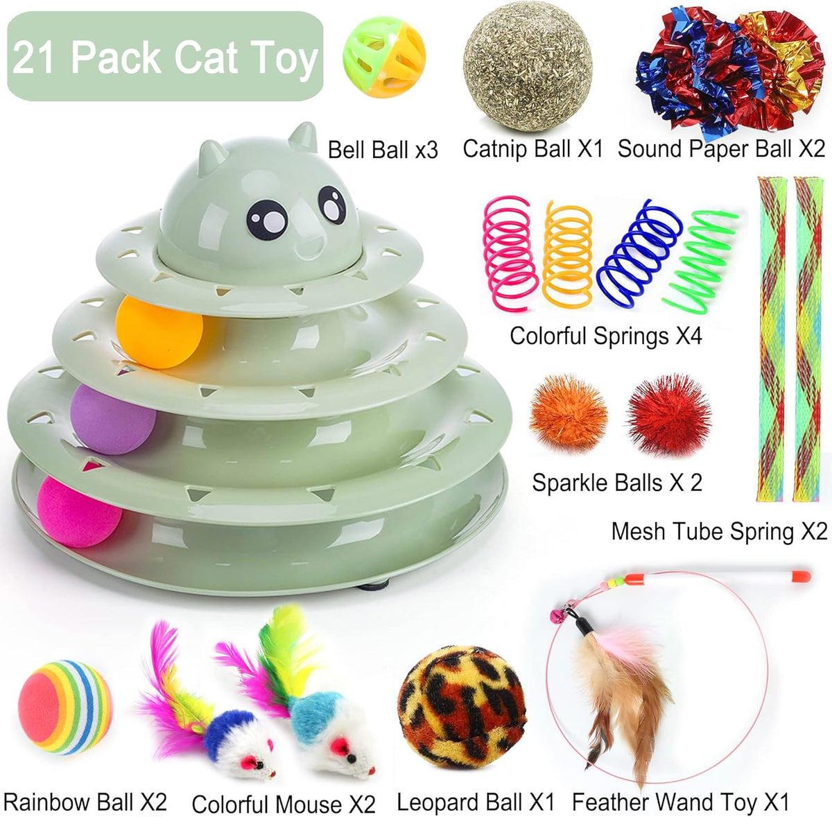 Suhaco Cat Toy Set, 21 Pieces