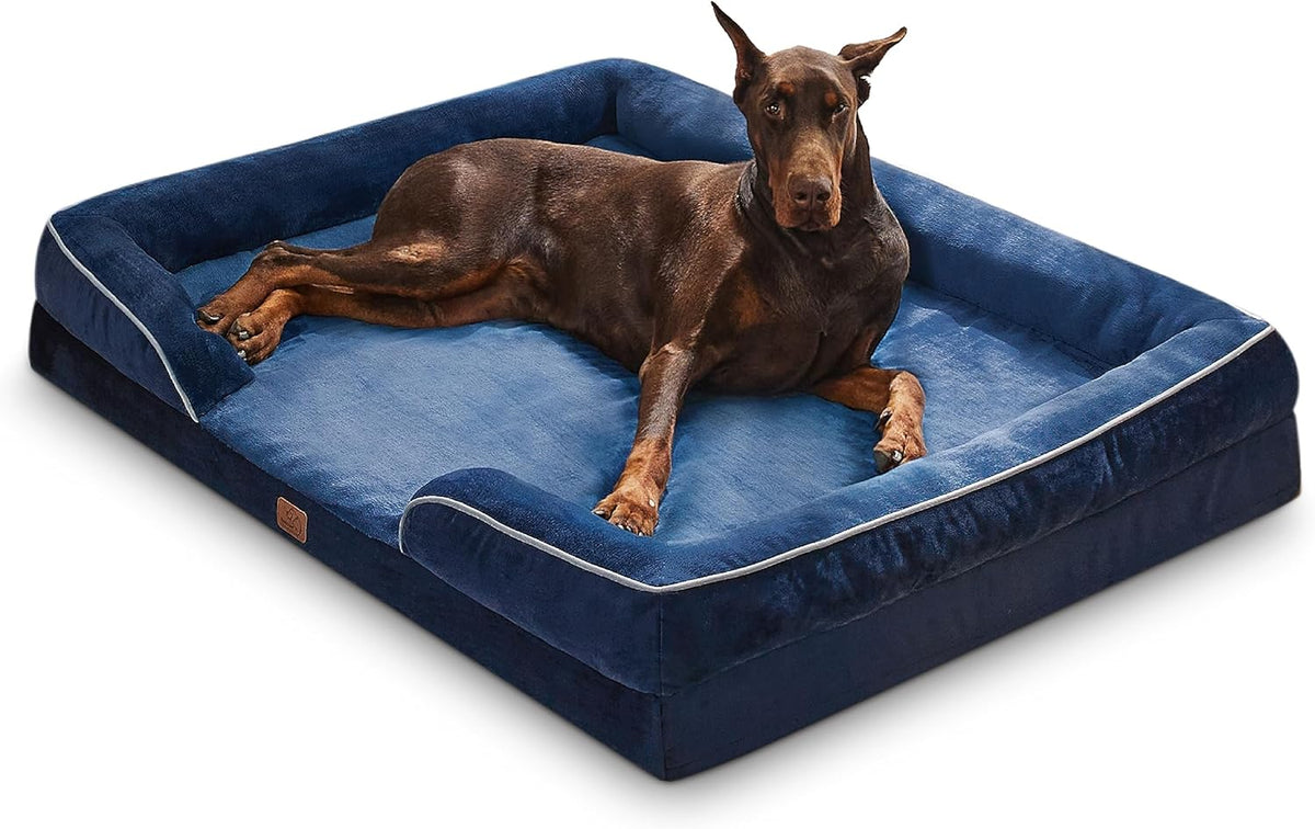 Bedsure Foam Dog Sofa Bed with Bolster Sides
