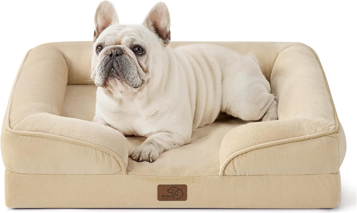 Bedsure Foam Dog Sofa Bed with Bolster Sides