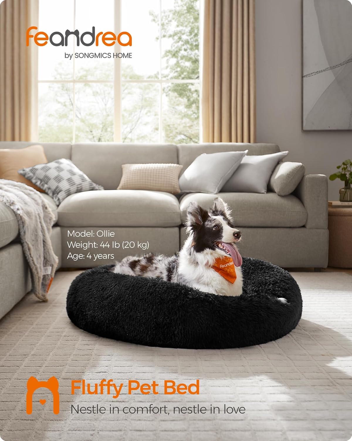 Feandrea Plush Donut Pet Bed
